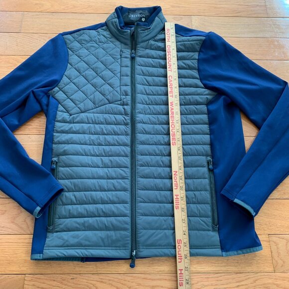 Greyson Yukon Hybrid Full Zip Midlayer Jacket Mens M Quilted Golf Blue Gray - Picture 12 of 12